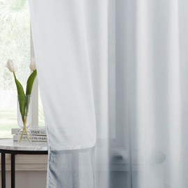 Grey Ombre Sheer Curtains 84 Inches Long for Living Room Bedroom Decor, Chiffon Crinkle Gradient Semi Voile Rod Pocket Window Curtain Drapes for Girls Room, Garden, Yard, Set of 2 Panels