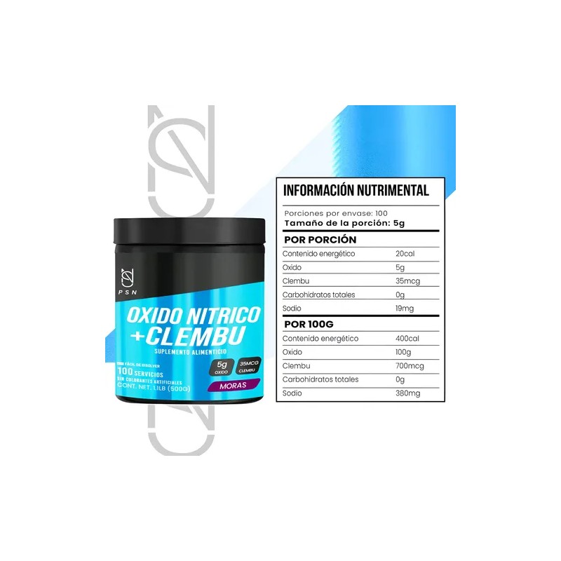 Oxido Nitrico + Clembuterol Pre Entreno En Polvo 500g