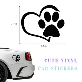 DXNQ Pet Dog Paw Puppy Love Heart Vinyl Decal, 4.6" 3.7" Heart with Dog Paw Print Reflective Bumper Sticker, Cute Waterproof Puppy Footprint Heart Decal for Window, Laptop, Wall (Black)