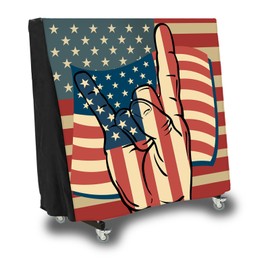 BUAEL USA Flag The Victory Sign Ping Pong Table Cover, Waterproof & Dustproof Outdoor/Indoor Polyester Taffeta Cloth Ping Pong Table Cover，Scratch-Resistant Foldable (Victory Sign Pattern)