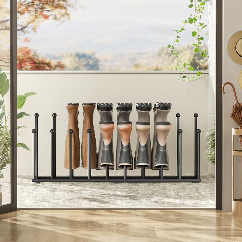 pickpiff Free Standing Shoe Racks - Black Metal Boot Rack