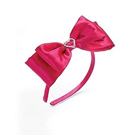 Mud Pie Toddler Girl Satin Heart Hard Headband Hot Pink Black White (Hot Pink)
