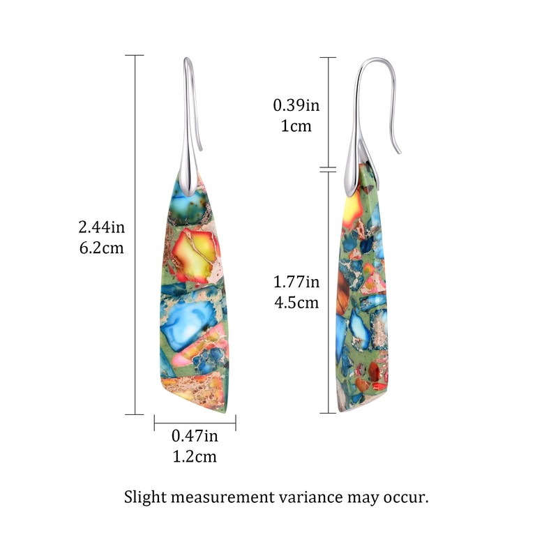 Desnuage Colorful Natural Stone Dangle Earrings for Women Bohemian Silver