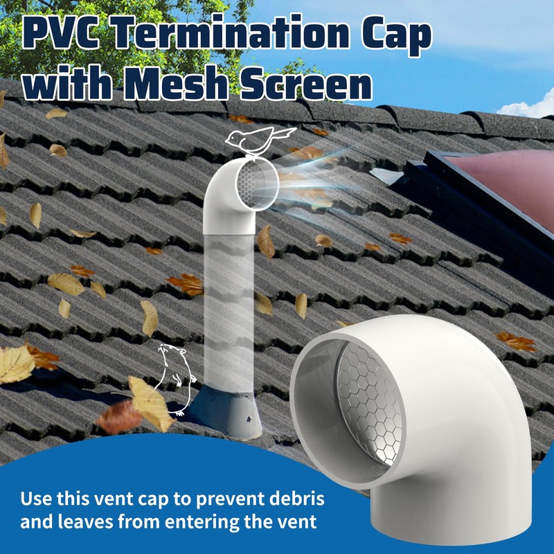 Pearwow PVC Vent Termination Cap, 1 Pcs Roof Vent Cap