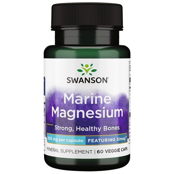 Swanson Simag Marine Magnesium 200 Milligrams Elemental 200 Milligrams 60 Veg Capsules