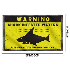 Beach Flag WARNING SHARK INFESTED WATERS Funny Flag 3x5 Feet College Dorm Room Decor Man Cave Frat Wall Indoor Outdoor Flag.