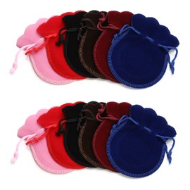 Drawstring Bag, Velour Style, 12 Pieces, 6 Colors, Jewelry Pouch, Storage for Accessories, Multi-functional, Gift Bag, Storage Bag for Small Items, Wrapping, Gift