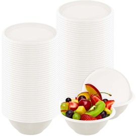 Macepason Paper Bowls Disposable Bowls Soup Bowl Compostable Serving Bowls for Ice Cream, Fruit, Salad, Snack, Dessert, Picnic (10, 8 OZ)