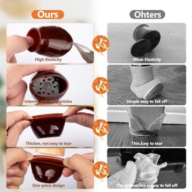 16Pcs Chair Floor Leg Protectors, BAIPOK Silicon Chair Leg Caps for Hardwood Floors, Furniture Feet Protectors Pads, Rectangle Chairs Leg Covers With Stronger Felt Pads