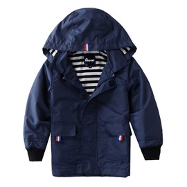 Hiheart Boys Girls Waterproof Hooded Jackets Cotton Lined Rain Jackets Dark Navy 10-12