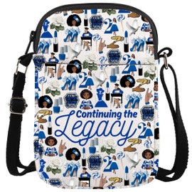 KUIYAI Sorority Inspired Gift Sorority Messenger Bag Royal Blue & White Zipper Crossbody Bag(continuing legacy)