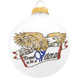 US Veterans Christmas Glass Ornament Made in USA Decoration for Military Vets