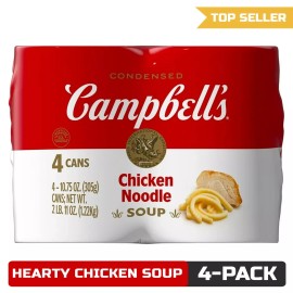 Campbell's Hearty Chicken Noodle Soup, 10.75 oz ,Pack of 4
