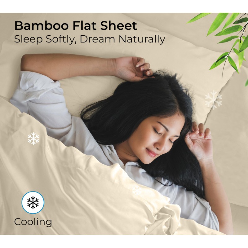Royale Linens Bamboo Viscose Twin Flat Sheets Only - Cooling