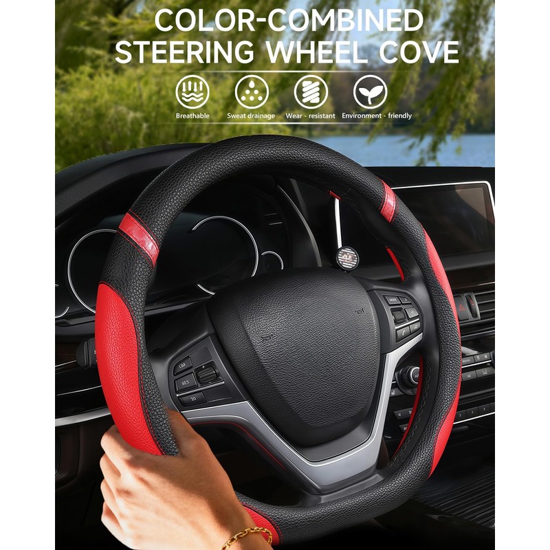 Cxtiy D-Shaped Flat Bottom Steering Wheel Cover for Women Girl
