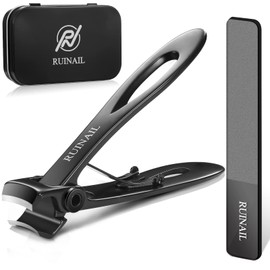 Toenail Clippers for Thick Nails, Large Toenail Clippers with Glass File, Nail Clippers for Thick Toenails, Extra Wide Mouth Toenail Clippers for Seniors, Sharp and Durable, Easy to Use
