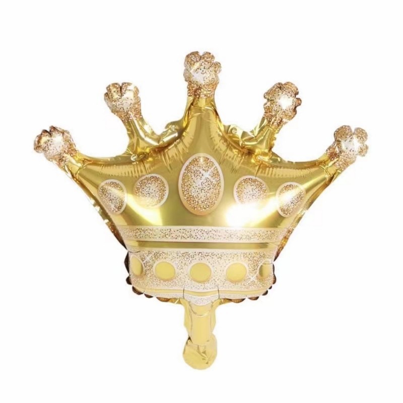 40-Inch White-Gold Number 3 Balloons With Crown, 3rd Birthday Party