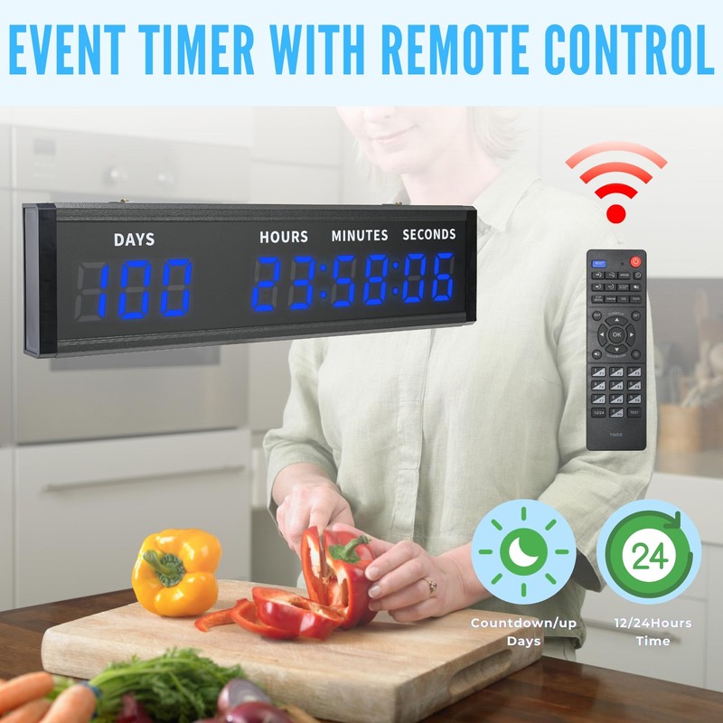 Large Digital Count Up Count Down Timer, Multi-Function 999 Days
