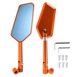 RATCHROLL 1 Set Universal Motorcycle Rear View Mirrors Adjustable Bar End Side Mirrors Mount M8/M10 Orange Aluminum Alloy Prismatic Shape