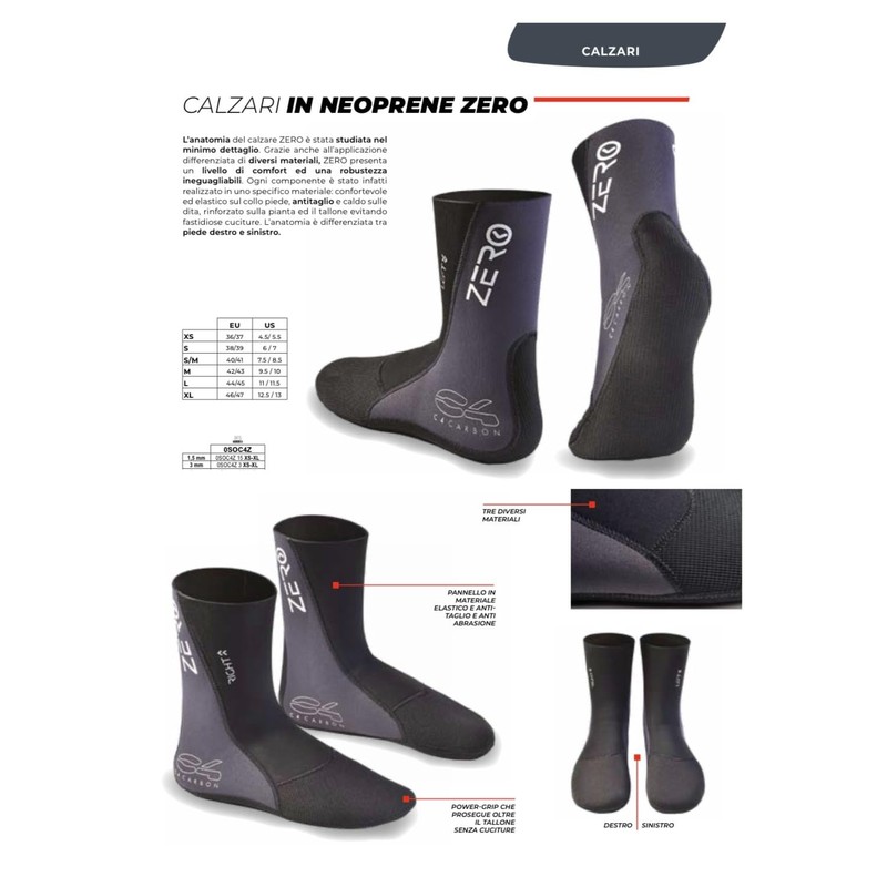 C4 ZERO Neoprene Diving Socks 1.5mm or 3mm Thick for