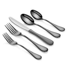 Artaste 56945 Rain 18/10 Stainless Steel Flatware 20-Piece Set, Black Finished, Service for 4