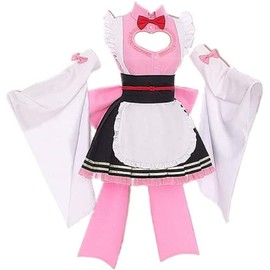 Cosplay Life Anime Kimetsu Café Maid Lolita Dress Manga Character Merch Complete Set Kimono Costume (KANROJI, L)