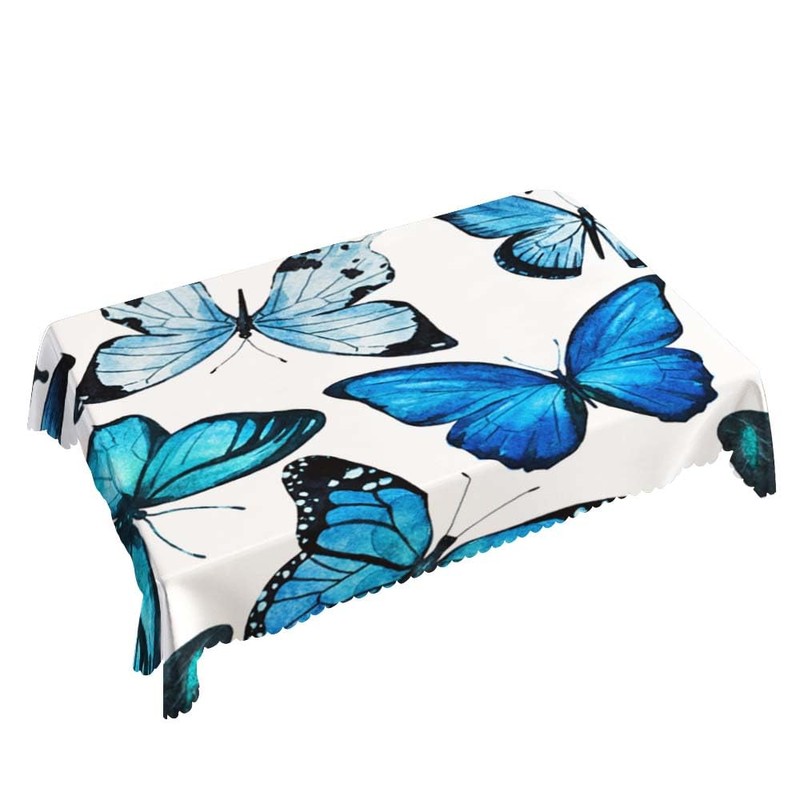 Walmsco Tablecloth Blue Butterfly Decor For Dining Room Kitchen Rectangular