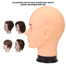 Male Mannequin Head, Training Bald Wig Heads Barber Model Hairdresser Manikin Stand Professional Cosmetology Training Doll for Wig Making Hat Helmet Glasses Hairs Display Practice Styling Braiding