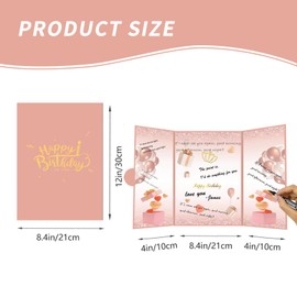 Pink Birthday Decorations,Creative Birthday Guest Book Alternative, Large Birthday Signature Book 12" X 16.4", Suitable for Every Important Birthday of a Girl.