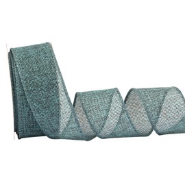 Zofrud Teal Burlap Ribbon - 1.5 Inch x 10 Yards | Faux Jute Wired Ribbon for Wreaths, Christmas Decorations, Rustic Weddings, and Large Bow