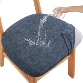 CRFATOP Waterproof Dining Chair Seat Covers Set of 6, Stretch Dining Room Cushion Covers Non-Slip Elastic Seat Cover for Dining Chairs Washable Parson Kitchen Chair Protectors,L,01