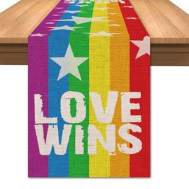 Pride Rainbow Table Runner, Linen, Durable, Colorful, 180x33 cm, Multi-Purpose for Holidays, Pride Month, and Parties