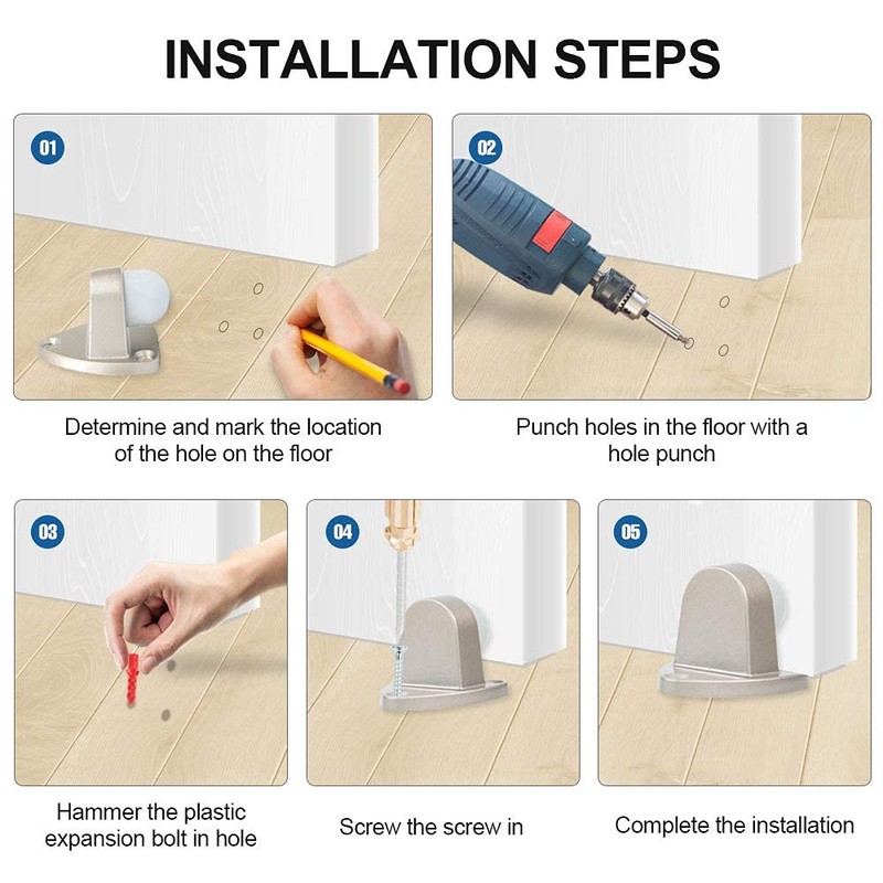 CG PLUS Floor Door Stopper with Rubber pad 2pack, Circle
