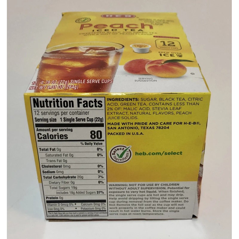 HEB (1) Box HEB K-Cup Pods Sweet Peach Iced Tea