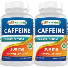 Best Naturals Caffeine Maximum Potency 200mg 120 Tablets (120 Count (Pack of 2))