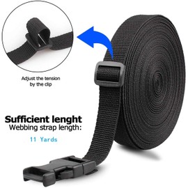 10 Yards Nylon Webbing Strap Band with 10 Sets of Flat Side Release Buckles and Tri-Glide Slides for DIY Making Luggage Strap and Backpack Repairing (1 inch)