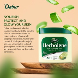 Dabur Herbolene Aloe Vera Gel Petroleum Jelly - Enhanced with Vitamin E for Deep & Intensive Skin Moisturization - Gentle on Sensitive Skin - Nourishing Bliss & Lasting Hydration - 425 ML (Pack of 1)