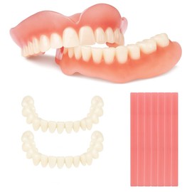 DIY Cosmetic Denture Kit for Costume and Smile Look – Custom Fit Fake Teeth Set with Upper & Lower Plates, Resin Material, Easy at-Home Use for Visual Enhancement