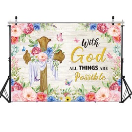 Spring Banner Decorations Spring Easter Photography Backdrop 8x6FT Butterfly Flowers Jesus Cross Background for Christian Holiday Photo Props