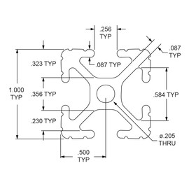 8020, 1010, 10 Series 1 Inch x 1 Inch T-Slotted Aluminum Extrusion DIY Extruded Linear Slot Bar Rail 80/20 (Black Anodize, 24" Long)