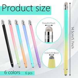 IANFAN 6 Pcs Stylus Pens for Touch Screens, Tablet Pens with Precision Double Fiber Tips Sensitive 2 in 1 Stylus Pen for Pad Tablets Smartphones Touch Screen