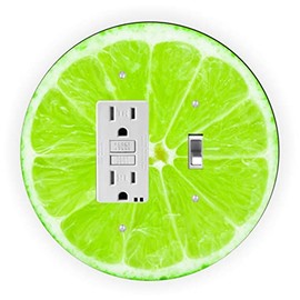 Sam Sandor - Lime Fruit Slice Design - Round Light Switch Plate Cover - GFI Toggle