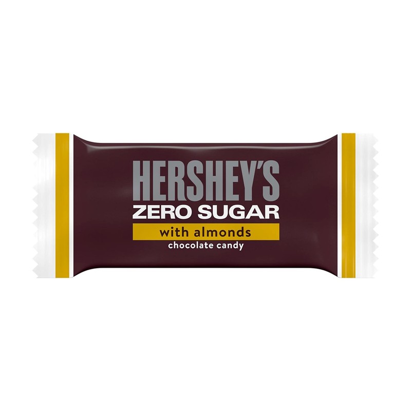 HERSHEY'S Zero Sugar Chocolate with Almonds Candy Bars, Individually Wrapped,