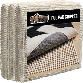 GORILLA GRIP Strong Rug Pad Gripper, 2x4 FT, US Designed, Grips Keep Area Rugs Safe and in Place, Thick, Slip and Skid Resistant Pads for Hard Floors, Under Carpet Mat Cushion and Hardwood Protection