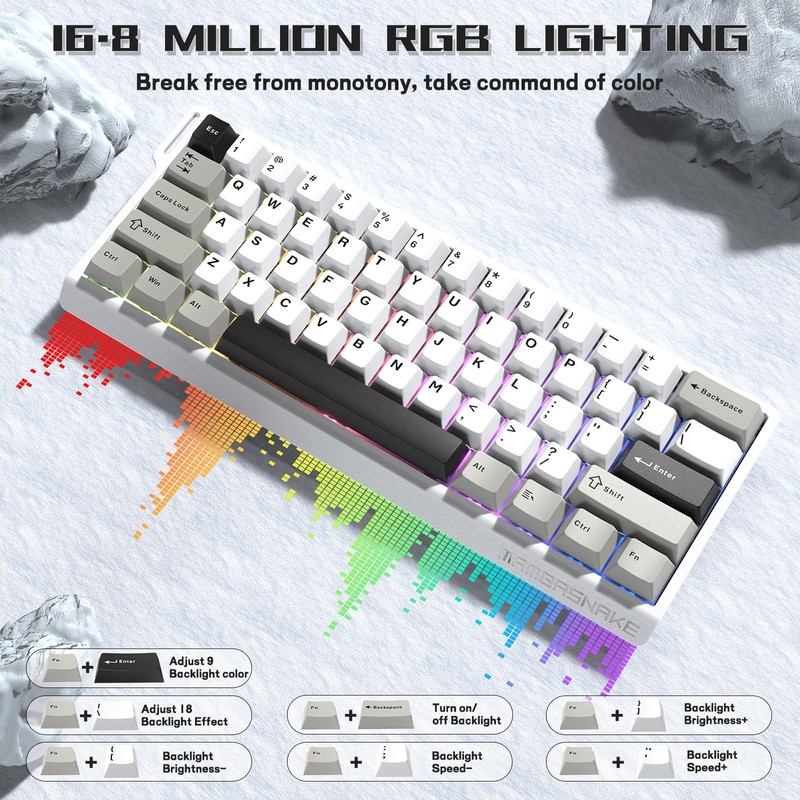 MAMBASNAKE X60 HE 60% Rapid Trigger Wireless Gaming Keyboard,Hall Effect