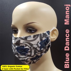 SHADOW DANCE UK 3 PCS Cotton Anti-dust Mouth Face mask Protect Cover Bandana Balaclavas, 2-Layer Unisex Reusable Fashion Washable Cover - Pack of 3, Blue Flower