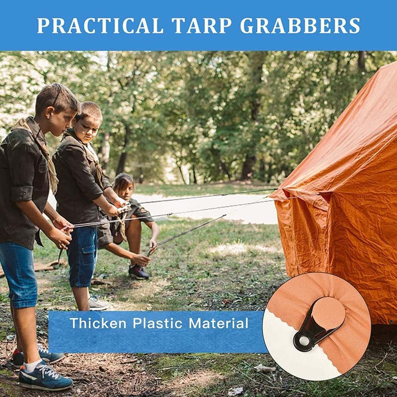 Yeruvce Tarp Grabbers Movable Tarp Clips for Outdoor Camping Tent