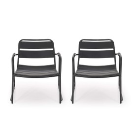 Christopher Knight Home Cowan Outdoor Dining Chair (Set of 2), 24.5 "W x 27 "D x 25.25 "H, Matte Black