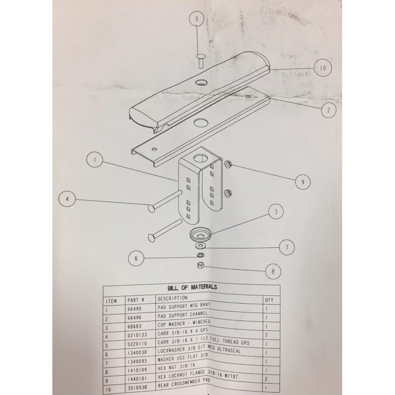 Shorelander TA0010 Bow Pad Support for Fishing Series Trailers