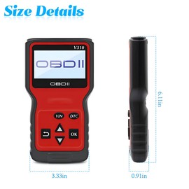 Zpana Car OBD2 Scanner Diagnostic Tool, V310 OBDII Vehicle Engine Fault CAN Diagnosis Code Reader, Check Engine Light Emission Monitor Status, Universal Automotive Accessories (Red)